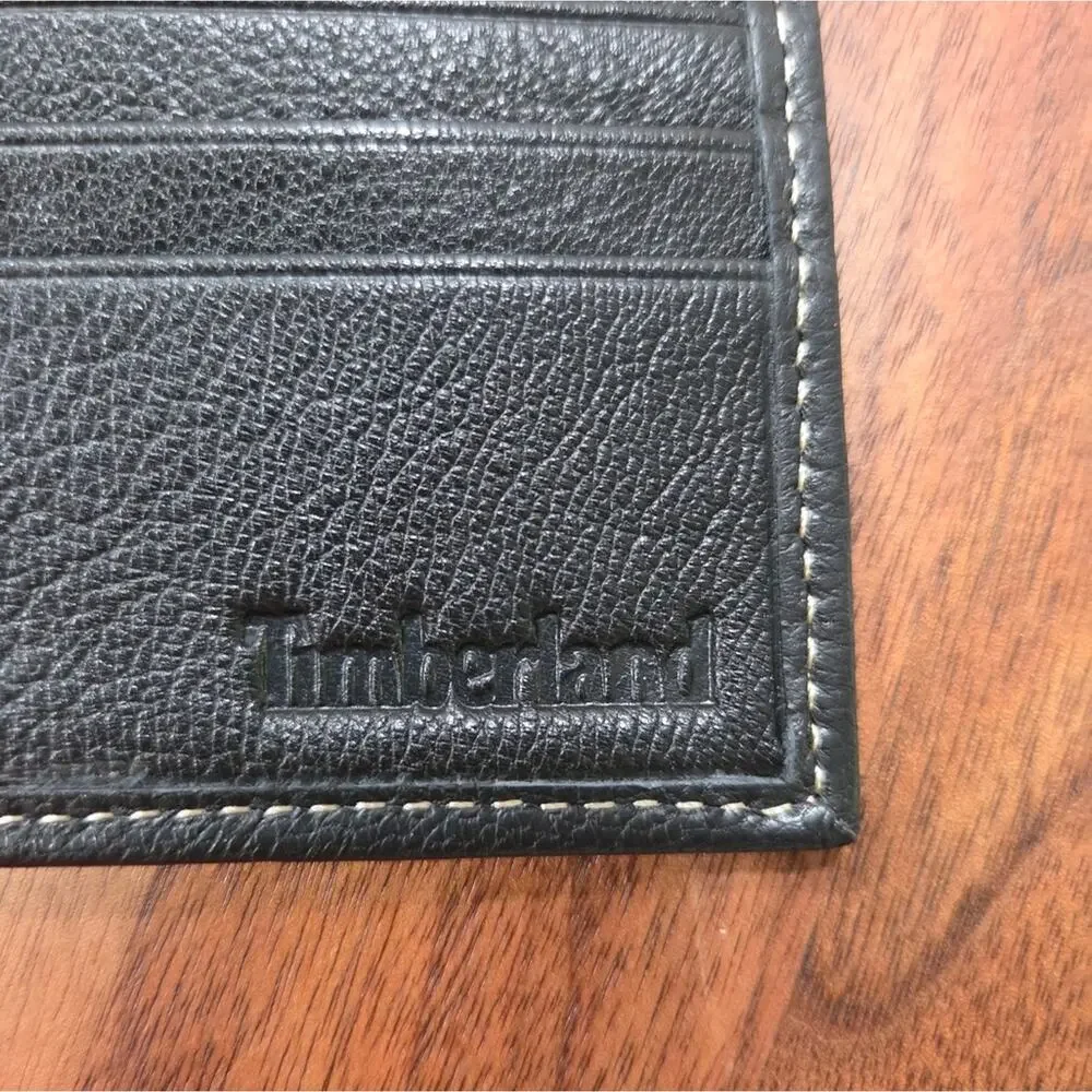 Timberland Black Bi Fold Card Holder Walllet Leather NWOT